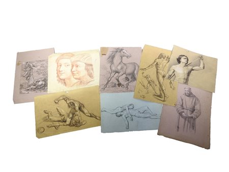 Giulio Piatti (1816-1972) Studi e bozzetti raffiguranti personaggi e animali...