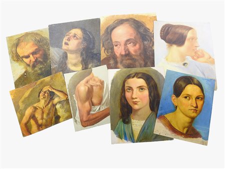 Giulio Piatti (1816-1972) Cartella contenente frammenti dipinti e bozzetti di...