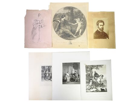 Raccolta di litografie e incisioni XIX secolo alcune con difetti