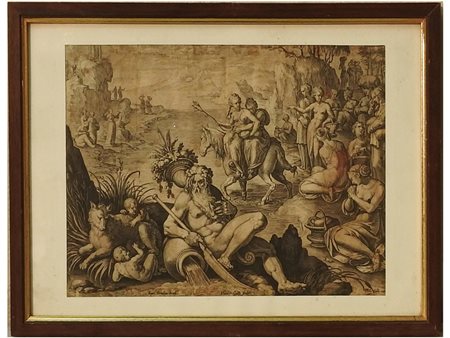Theodoor Galle (1571-1633) Il rapimento di Clelia incisione, firmata in...