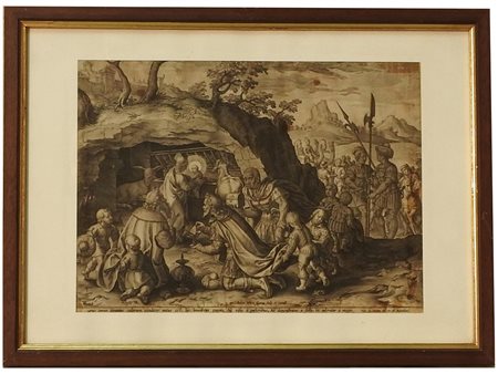 Antonius Wierix (1561 circa-1620 circa) L’adorazione dei Magi incisione,...