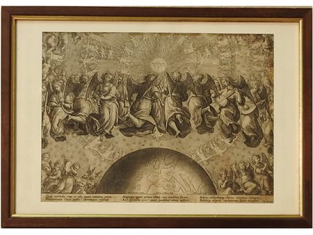 Adriaen Collaert (1560 circa-1618) Il coro celeste incisione, firmata in...