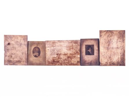 Cinque antiche lastre per incisione in rame una ancora intonsa