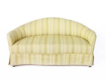 Divanetto a pozzetto imbottito e rivestito in tessuto rigato nei toni del...