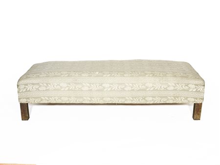 Panca sommier in legno tenero XIX secolo imbottita e rivestita in tessuto...