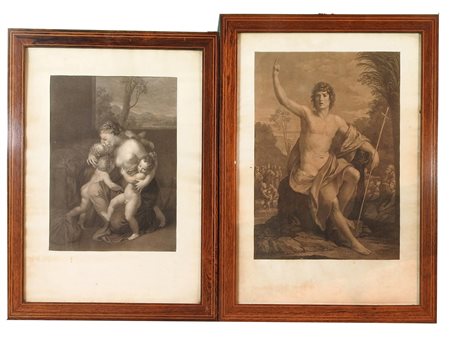Raphael Morghen (1758-1833) Giovanni Battista e La Carità due acqueforti, in...