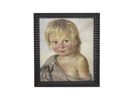 Ritratto di fanciullo olio su carta, in cornice cm 28x23