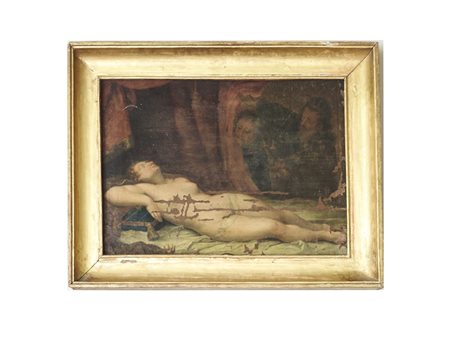 Scuola fiamminga dell'inizio del XVIII secolo Scena mitologica con nudo...