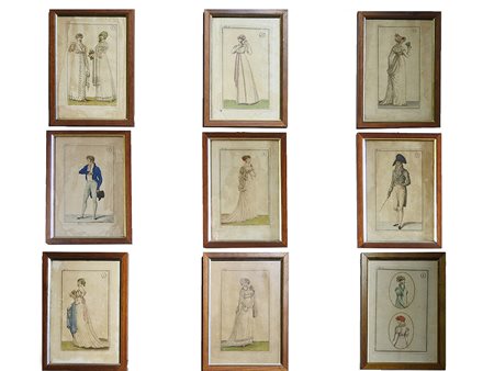 Moda francese e inglese fine del XVIII/inizio del XIX secolo raccolta di...
