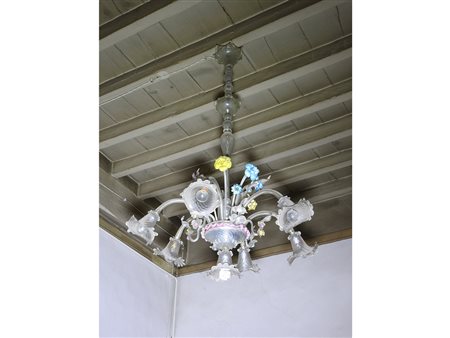 Lampadario in vetro soffiato Murano, prima metà del XX secolo sei bracci...