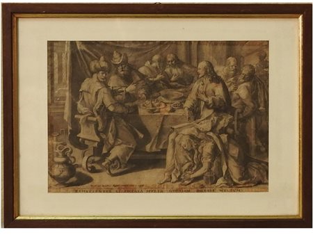 Raphael Sadeler I (1560-1632) Cena in casa di Simone il Fariseo 1592...