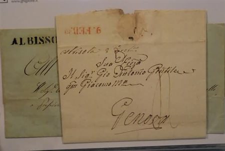 PREFILATELIA - 1825-49, ALBISSOLA, 2 lettere: una con manoscritto "Albisola"...