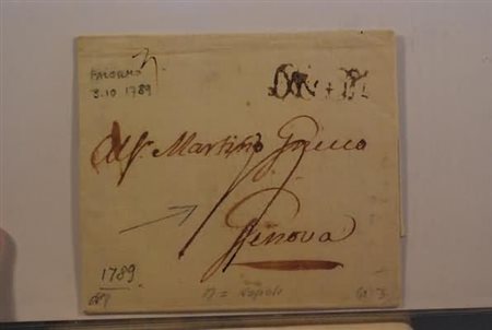 PREFILATELIA - 1789, GENOVA, lettera da Palermo per Genova con segno...