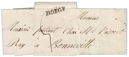 PREFILATELIA - 1847, BOEGE, lineare inclinato su fascetta, tassata, per...
