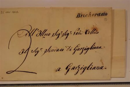 PREFILATELIA - 1842, BRICHERASIO, corsivo molto ben impresso su lettera...