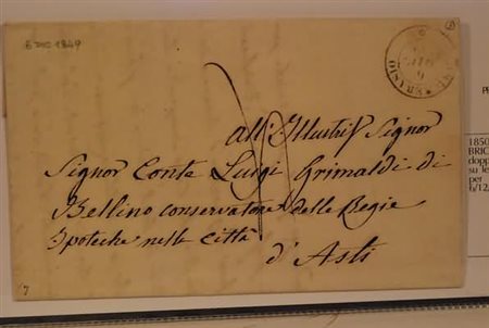 PREFILATELIA - 1850, BRICHERASIO, doppio cerchio su lettera tassata per Asti,...