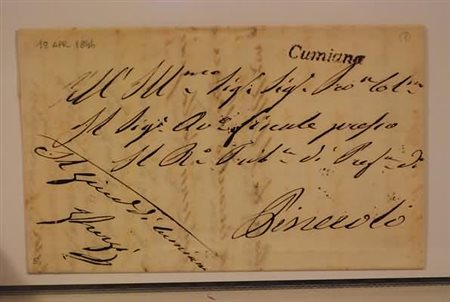 PREFILATELIA - 1846, CUMIANA corsivo su franchigia per Pinerolo.(LETTERA)
