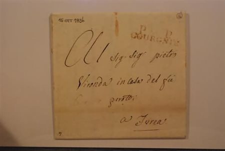 PREFILATELIA - 1836, P. P. COURGNIE', rossastro, I stato, su lettera per...