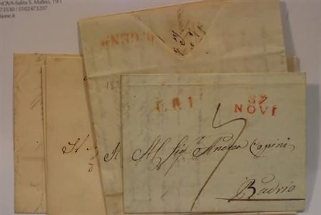 PREFILATELIA - NOVI, 4 lettere con varietà di timbri, anche in periodo...