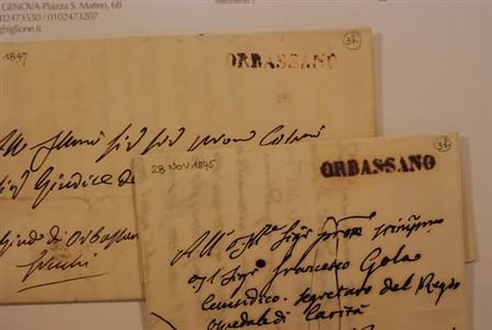 PREFILATELIA - 1845-47, ORBASSANO, lineare nero e rosso su 2 lettere.(LETTERA)