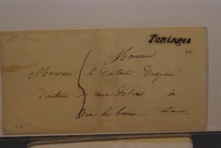 PREFILATELIA - TANINGES corsivo su lettera tassata per Aix-les-Bains, senza...