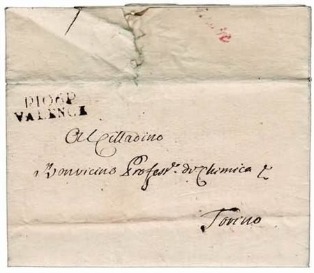 PREFILATELIA - 1802, P. 106 P. VALENCE, rosso (ossidato) fresca lettera per...