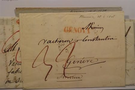 PREFILATELIA - 1824-43, 5 lettere dirette a Ginevra con varietà di timbri,...