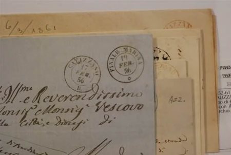FRANCHIGIE, PORTI PAGATI E DOVUTI - 1852-61, CALIZZANO, lotto di 6 lettere, 2...