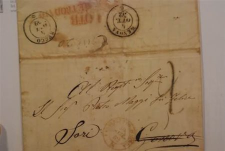 FRANCHIGIE, PORTI PAGATI E DOVUTI - 1852, CASTELLETTO D'ORBA doppio cerchio...