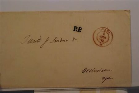 FRANCHIGIE, PORTI PAGATI E DOVUTI - 1852, OVADA doppio cerchio rosso + P.P....