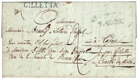 PREFILATELIA - 1838, GILLETTA lineare su lettera tassata per Todon.(LETTERA)