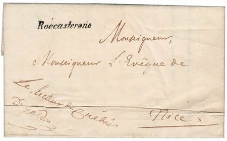 PREFILATELIA - 1847, ROCCASTERONE corsivo molto ben impresso su franchigia da...