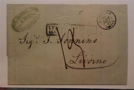 SANITA' - 1856, lettera da Alessandria d'Egitto per Livorno, tassata, con...