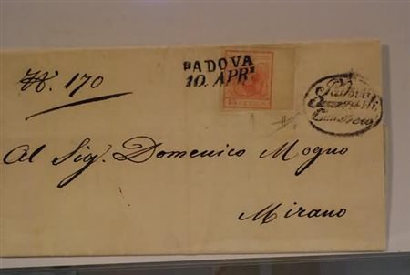 LOMBARDO VENETO - 1852, 15 c. rosa II tipo (5) bordo di foglio a destra, su...