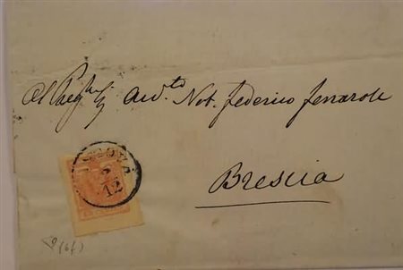 LOMBARDO VENETO - 1853, 15 c. rosso salmone chiaro (6f) esemplare con margini...