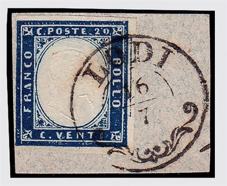 LOMBARDO VENETO - 1859, Governo Provvisorio, Sardegna 20 c. azzurro scuro...