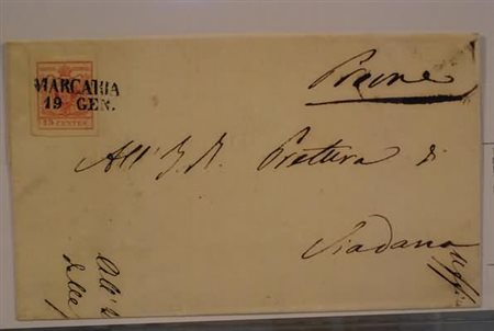 LOMBARDO VENETO ANNULLAMENTI - 1857, MARCARIA lineare (p.5) su 15 c. (20)...