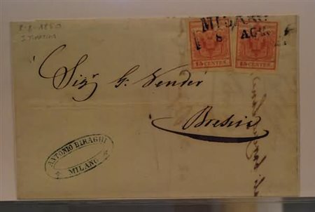 LOMBARDO VENETO ANNULLAMENTI - 1850, MILANO SD grande (p.6) su 15 c. I...
