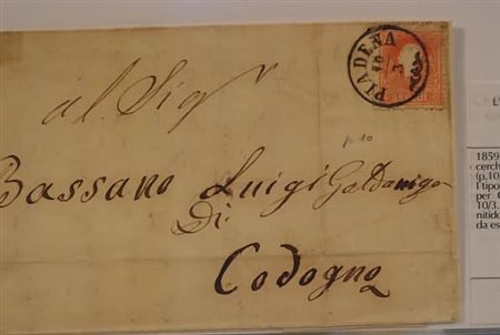 LOMBARDO VENETO ANNULLAMENTI - 1859, PIADENA cerchio ornato (p.10) su 5 soldi...