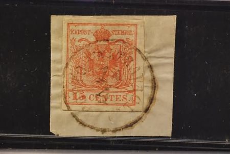 LOMBARDO VENETO ANNULLAMENTI - PORTO VALTRAVAGLIA (p.10) su 15 centesimi (20)...