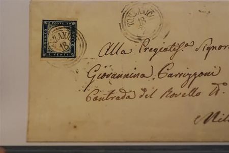 LOMBARDO VENETO ANNULLAMENTI - 1860, TONZANICO C3 (p.8) su Sardegna 20 c....