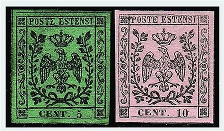 MODENA - 1852, senza punto dopo le cifre, 5 c., 10 c. e 15 c. (1-2-3). Bella...