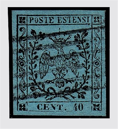 MODENA - 1852, 40 c. celeste (5) bell'esemplare. (G.Bolaffi - A.Diena -...