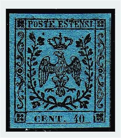 MODENA - 1852, 40 c. azzurro scuro (6). Bella qualità.(GOMMA INTEGRA)