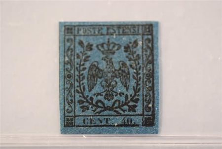 MODENA - 1852, 40 c. azzurro scuro (6) piena gomma, splendido...