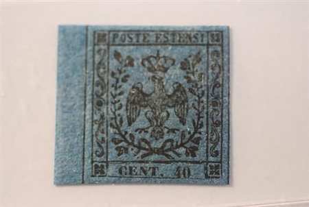 MODENA - 1852, 40 c. azzurro scuro (6) bordo a sinistra.(GOMMA ORIGINALE)