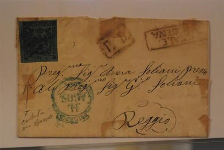 MODENA - 1857, 5 c. verde con punto dopo le cifre (7) esemplare con la "T"...