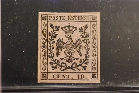 MODENA - 1854, 10 c.rosa con punto dopo le cifre (9) gomma integra, splendida...