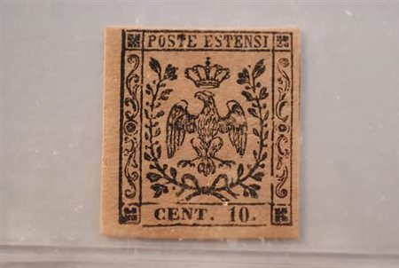 MODENA - 1857, 10 c. rosa con punto dopo le cifre (9)...