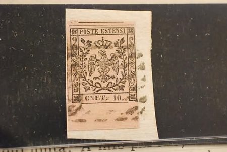MODENA - 1854, 10 c. rosa varietà "CNET" (9h), bordo in basso. (Donnini....